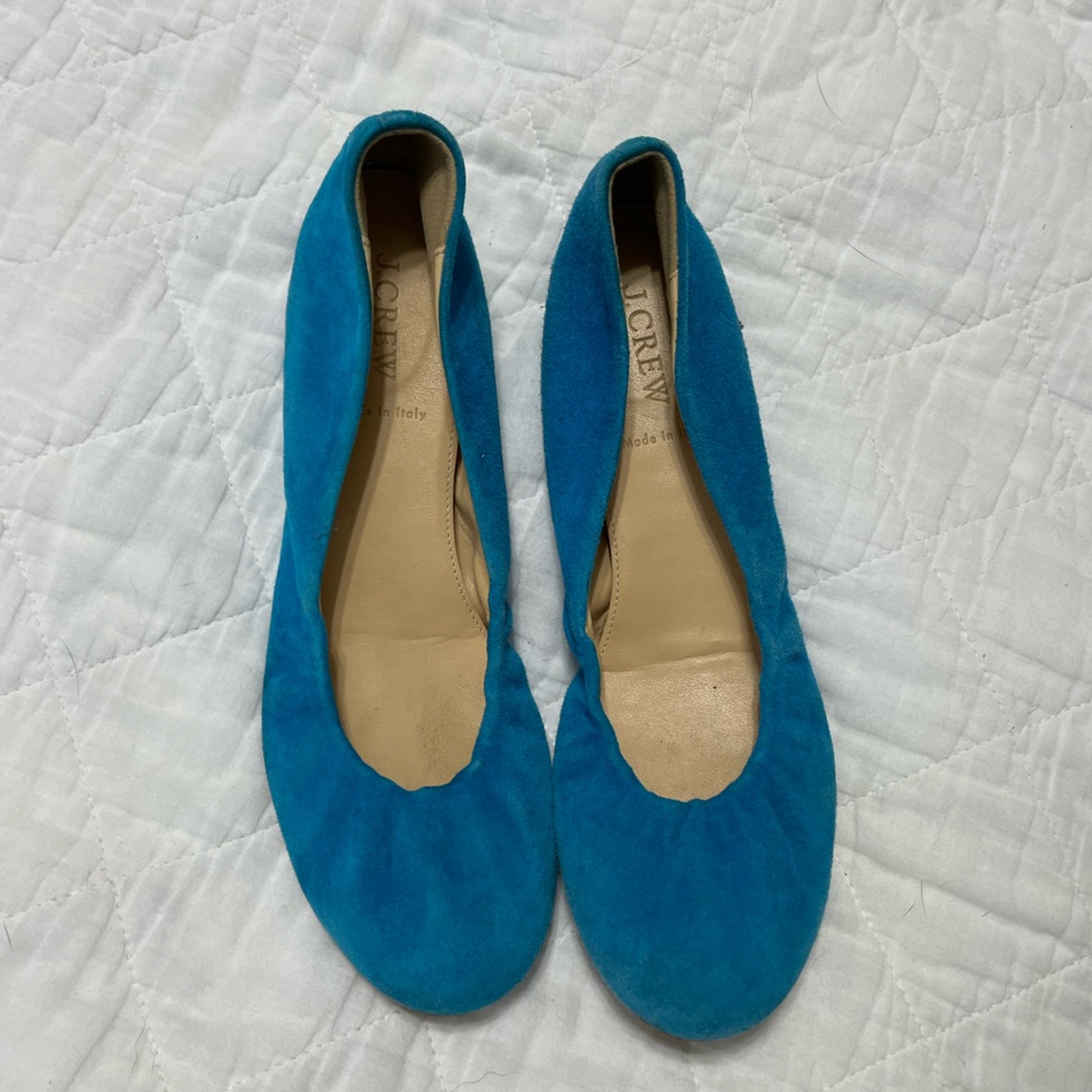 J.CREW Blue Suede Ballet Flats size 8